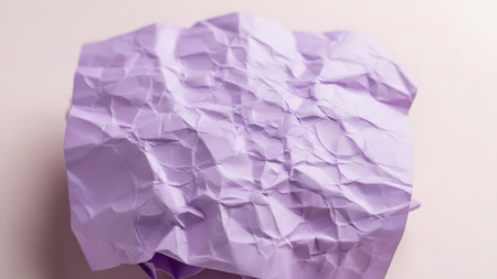Crumpled purple paper isolated on a white background. Close up.の素材