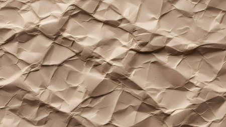 Crumpled paper background. Close up of brown paper texture.の素材