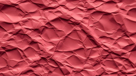 Red crumpled paper texture background. Red paper sheet for design.の素材