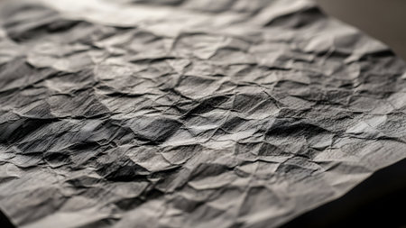 Crumpled sheet of paper on a black background. Close-up.の素材
