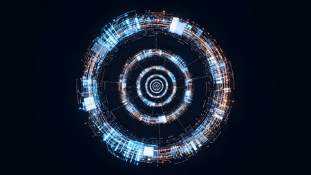 Futuristic technology interface on a dark background. 3d renderingの素材