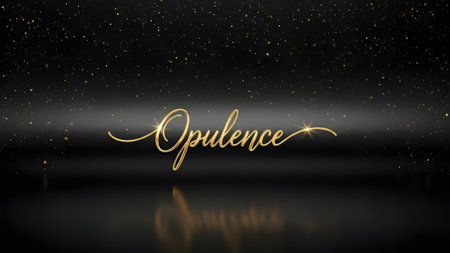 Luxury golden glittering text on black background. Vector illustration.の素材