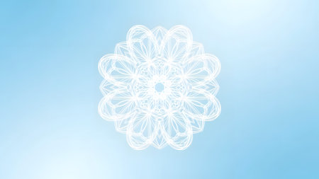Illustration of a blue background with a white mandala on itの素材
