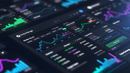 3D rendering of stock market data on computer screen. Business and financial concept.の素材