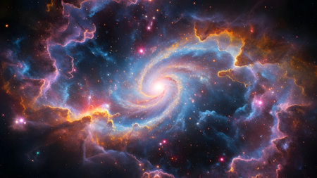 Galaxy and nebula, computer generated abstract background, 3D renderingの素材