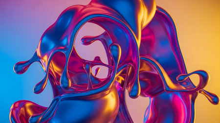 Splash of color liquid. 3d rendering, 3d illustration.の素材