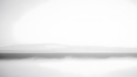 Black and white landscape with fog on the sea. 3d renderingの素材