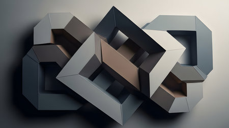 Abstract 3d rendering of chaotic geometric shapes. Modern background design.の素材