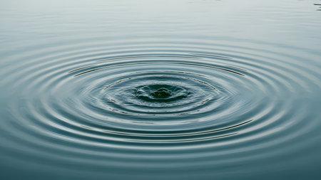 drop of water falling on the surface of the water with ripplesの素材