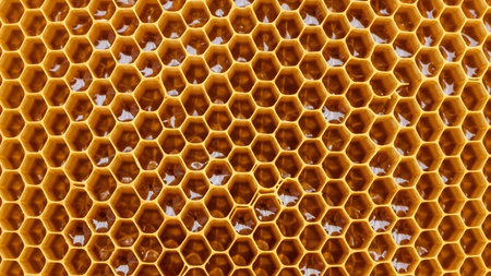 Honeycomb with honey as a background. Close-up.の素材