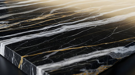 Black marble with gold veins. 3d rendering, 3d illustration.の素材