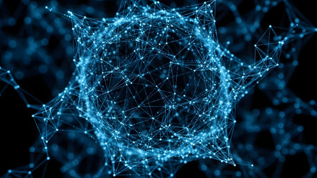 3D rendering of abstract digital background. Network connection structure. Big data visualization.の素材