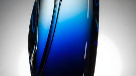 abstract blue liquid in a glass beaker on a white backgroundの素材