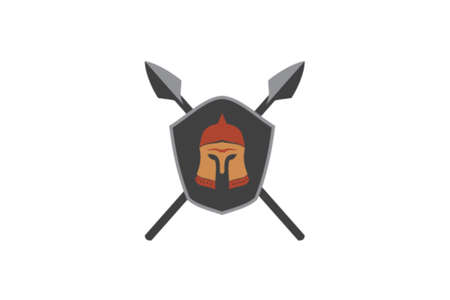 ancient roman/persian war logo, helmet, shield and spearのイラスト素材