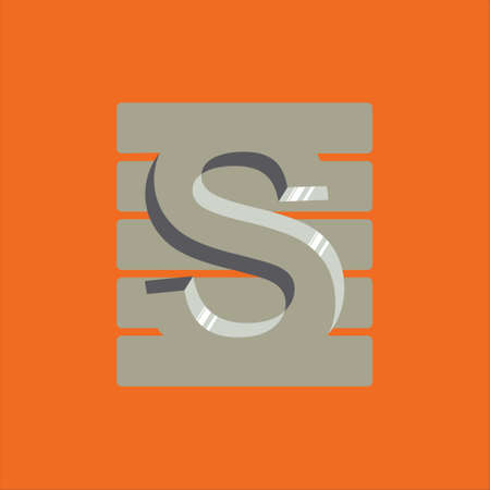 Three-dimensional letter S logo in gray such as iron, silver, can be used for business or othersのイラスト素材