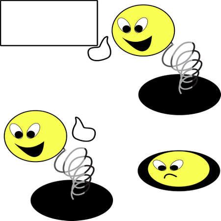 
smiley pointer to a spring and blank sign - Illustrationのイラスト素材