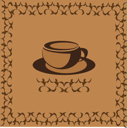 Cup of coffee, surrounded by a frame of the dancing men in the rhythm of Africaのイラスト素材