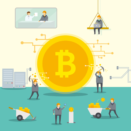 Bitcoin mining site illustration. Vector EPS10のイラスト素材