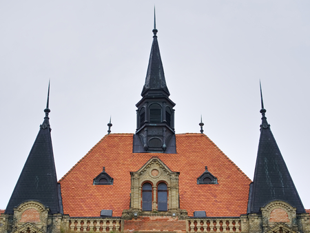 Red roof and three black towersのeditorial素材