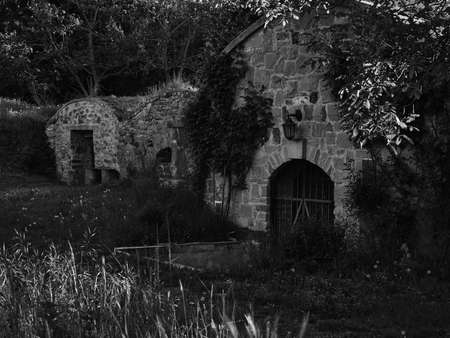 Wonderful wine cellars in black and white in Prellenkirchen, Austria