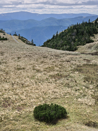 View of the surrounding hills from the Rax mountain range in Austria