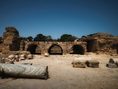 Carthage ruins of the Baths of Antoninus Pius, Tunisia, Africaの写真素材