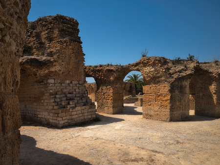 Carthage ruins of the Baths of Antoninus Pius, Tunisia, Africaの写真素材