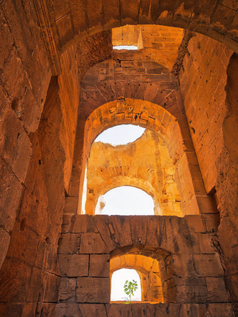 El Jem Amphitheater Colosseum ruins in Tunisia, Africaの写真素材