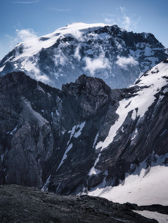 Mountain massif of the Monte Rosa glacier in Switzerlandの写真素材