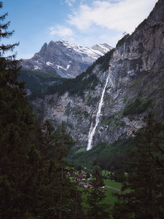 Staubbach Fall in Switzerlandの写真素材