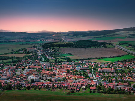 View of Spisske Podhradie from Spis Castle, Slovakiaの写真素材