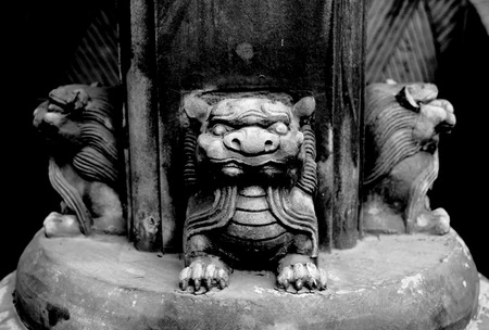 Stone lion at Pingyao County in Shanxi, Pingyaoの写真素材