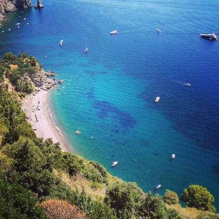 Beautiful view of the sea between Sorrento and Vico Equense near Naples Italy.の素材