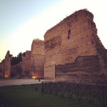 Thermae of Caracalla in Rome lit from the sunset.の素材