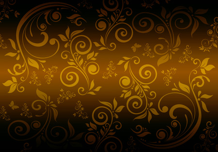 Vintage floral patterns on a brown background.の写真素材