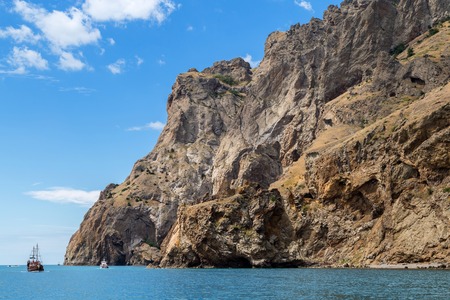 View from the sea to the Karadag nature reserve in the Crimea.のeditorial素材