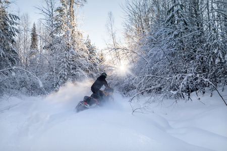 Athlete on a snowmobile.の写真素材