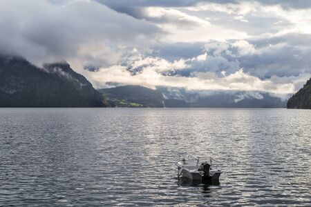 Scenic view of the fjord of Norway.の写真素材