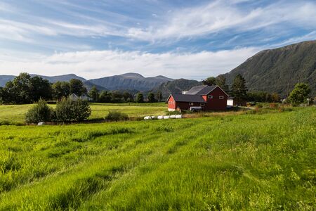 Scenic view of a village in Norway.の写真素材