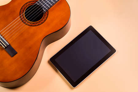Concept of online course of learning to play the guitar.の写真素材