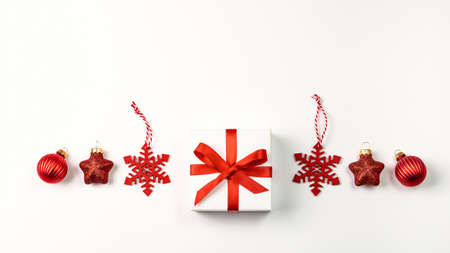 Christmas card with Christmas decorations. copyspace.