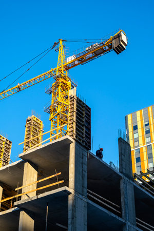Construction of multi-storey modern buildings in the center of Yekaterinburg. 2022の写真素材