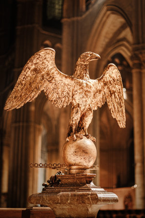 Statue of an eagle in the Cathedral of Reims - France