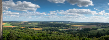 Panoramic view of the countryside from a bird's eye viewの写真素材
