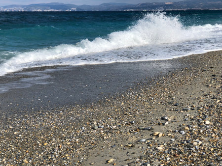 Walk along the beach and enjoy the beautiful sea view.の写真素材