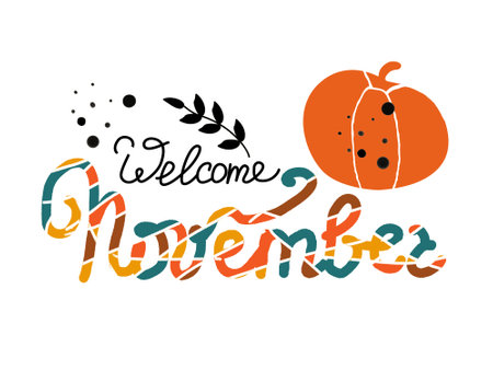 welcome november letteringのイラスト素材