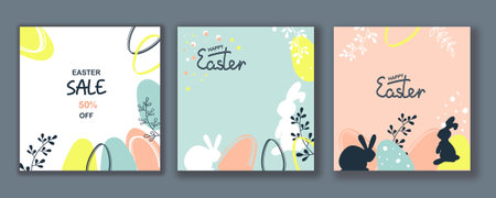 Happy Easter Set of Sale banners, greeting cards, posters, holiday covers.のイラスト素材