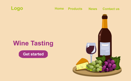 Wine tasting landing page.のイラスト素材
