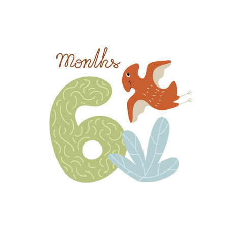 Three months Baby milestone card for newborn with a cute dinoのイラスト素材