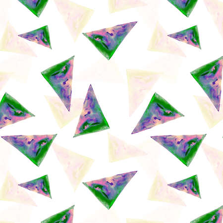 Watercolor pattern triangle geometry paint blot with gradient effect on beige background for your seamless design, hand drawn illustrationの写真素材